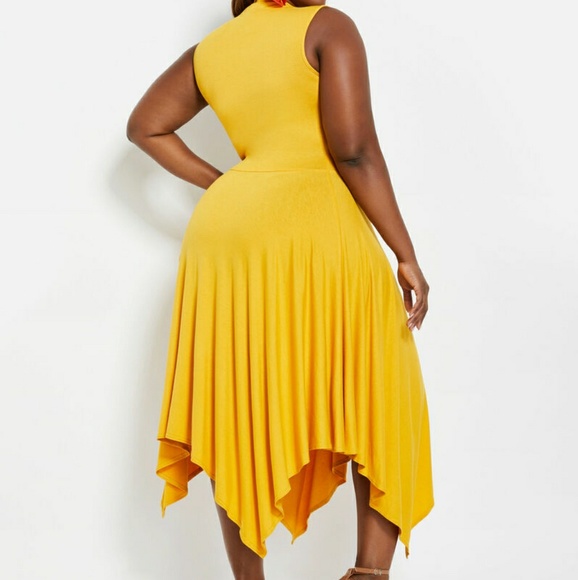 MOCK NECK HANDKERCHIEF DRESS - Picture 2 of 2